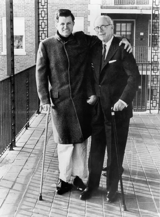 Framed Print : From left, Senator Edward Kennedy, recovering from a June 19 plane crash, with his father, Joseph Kennedy, New England Baptist Hospital, Boston, December 8, 1964 Framed Print : From left, Senator Edward Kennedy, recovering from a June 19 plane crash, with his father, Joseph Kennedy, New England Baptist Hospital, Boston, December 8, 1964