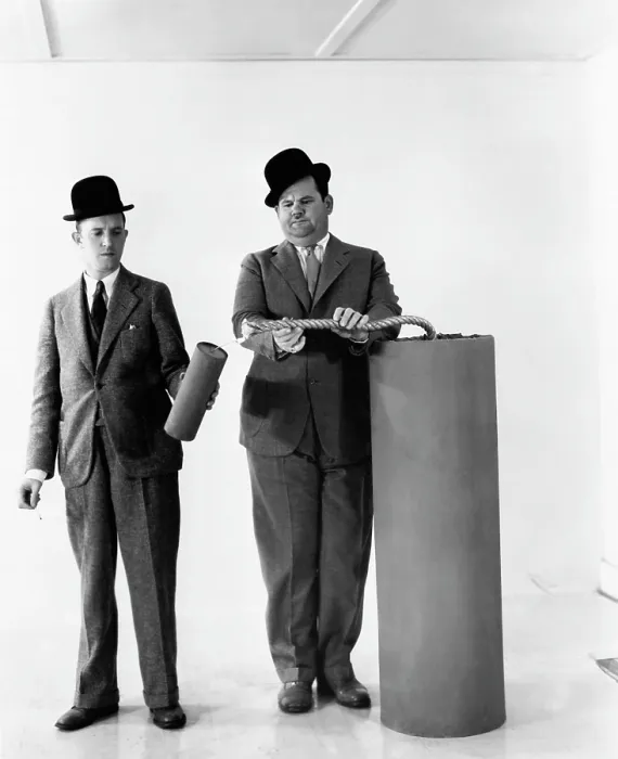Framed Print : From left, Stan Laurel, Oliver Hardy, celebrating the Fourth of July, ca. 1930s Framed Print : From left, Stan Laurel, Oliver Hardy, celebrating the Fourth of July, ca. 1930s