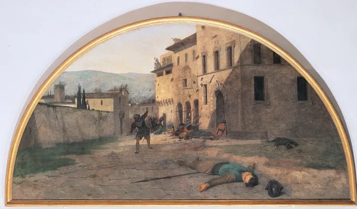 Framed Print : Lega Silvestro, War, 1863, 19th Century, oil on canvas, Italy, Emilia Romagna, Modigliana, Forl, Cesena, Cathedral (157798) Everett CollectionMondadori Portfolio**US SALES ONLY**