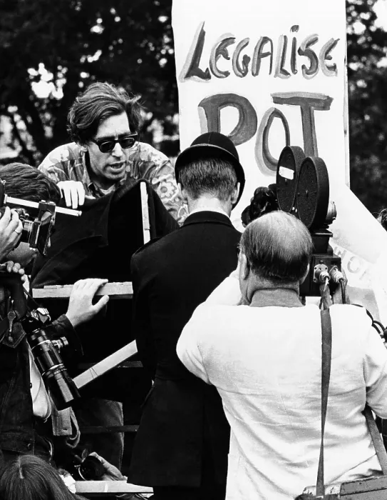 Framed Print : Legalize Pot signs in London. Police prevent some protesting hippies from entering Hyde Park