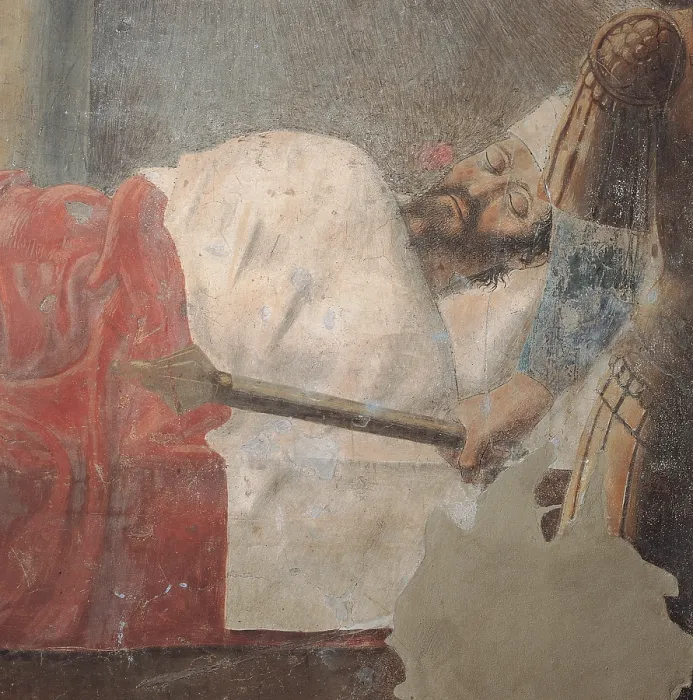 Framed Print : Legend of the Cross Dream of Constantine, by Pietro di Benedetto dei Franceschi known as Piero della Francesca, 1452 - 1462 about, 15th Century, fresco, cm 329 x 190 - Italy