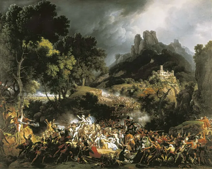Framed Print : LEJEUNE, Louis-Franois, baron (1775-1848). Attack to the great convoy, near Salinas, in Vizcaya. 25th May 1812. SPAIN. VIZCAYA. Oil on canvas. FRANCE. Versailles