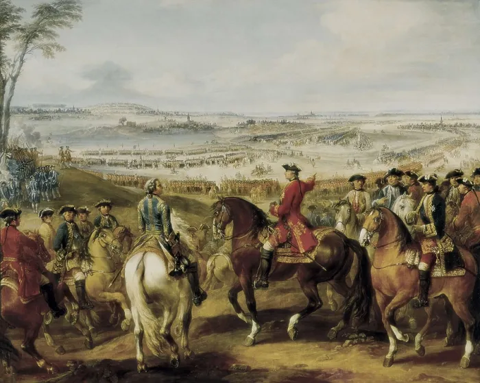 Framed Print : LENFANT, Pierre (1704-1787). Battle of Lawfeld. 2nd July 1747. 1771. Episode of the War of the Austrian Succession or the Pragmatic Sanction