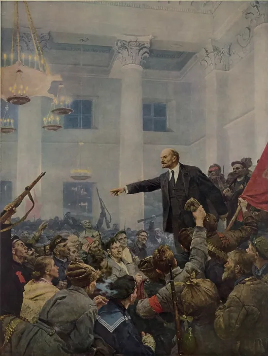 Framed Print : Lenin (1870-1924) declaring power of the Soviets, which was followed by an armed insurrection in St. Petersburg on October 25, 1917. Painting by Vladimir Aleksandrovich Serov Framed Print : Lenin (1870-1924) declaring power of the Soviets, which was followed by an armed insurrection in St. Petersburg on October 25, 1917. Painting by Vladimir Aleksandrovich Serov