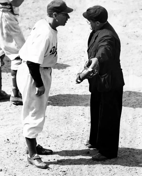 Framed Print : Leo Durocher argues with an umpire at Ebbets Field, 1946. Courtesy: CSU Archives / Everett Collection