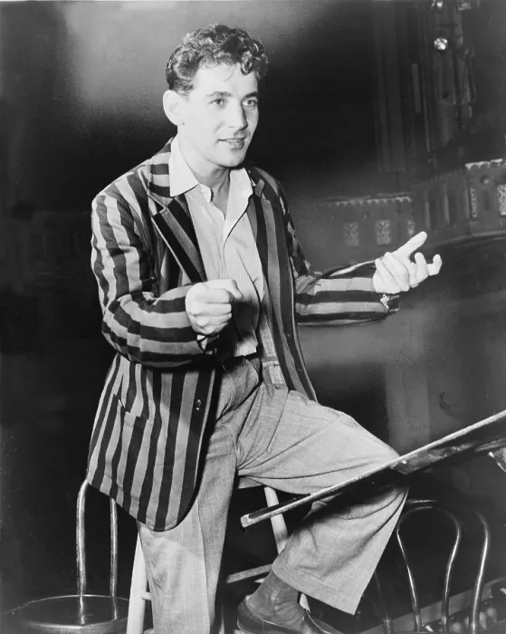Framed Print : Leonard Bernstein (1918-1990), young conductor and musical director of New York City Symphony in 1945