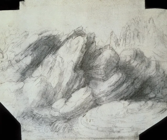 Framed Print : LEONARDO DA VINCI (1452-1519). Codex Leicester or Codex Hammer (1508-1510). Mountains. Drawing. AISA / Everett Collection (103990)**US SALES ONLY**