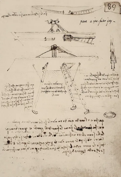 Framed Print : LEONARDO DA VINCI (1452-1519). Design of an elevated support with stairs. Drawing. FRANCE. Paris. National Library. AISA / Everett Collection**US SALES ONLY**