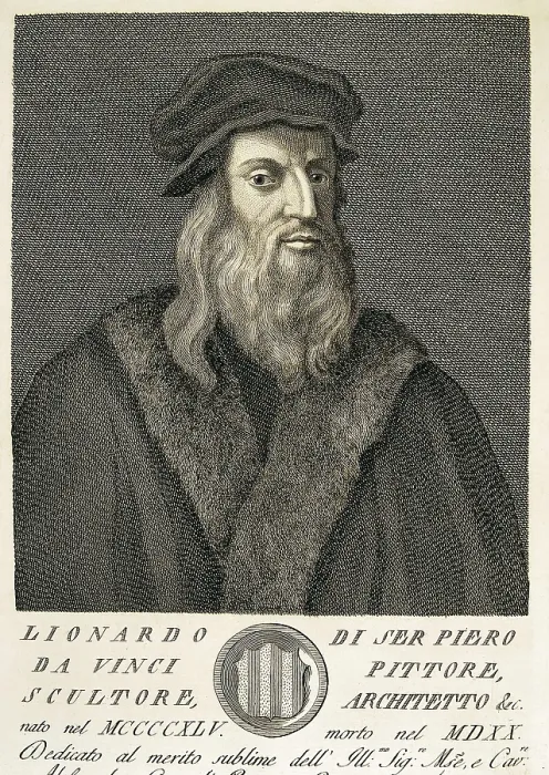 Framed Print : LEONARDO DA VINCI (1452-1519). Engraving. SPAIN. Madrid. National Library. AISA / Everett Collection**US SALES ONLY**