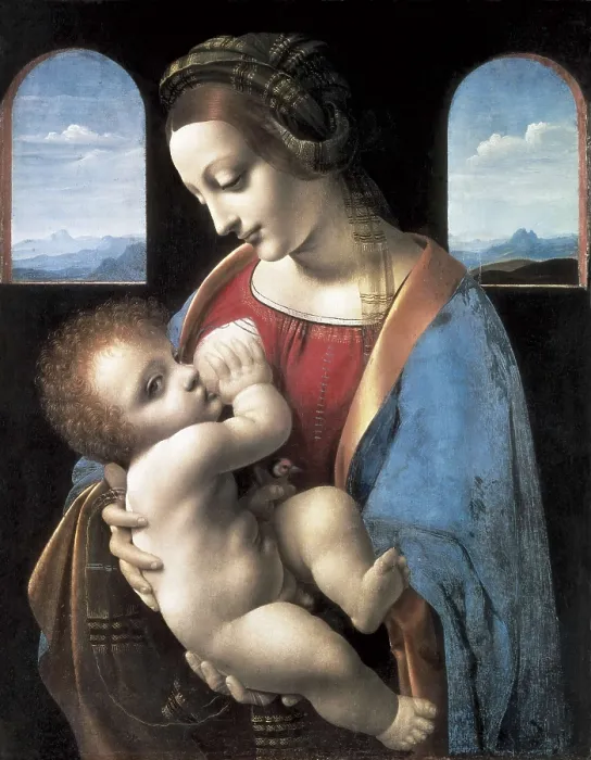 Framed Print : LEONARDO DA VINCI (1452-1519). Madonna Litta. 1490-1491. Renaissance art. Cinquecento. Tempera. RUSSIA. Saint Petersburg. State Hermitage Museum
