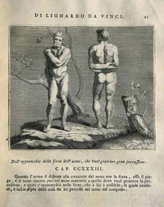 Framed Print : LEONARDO DA VINCI (1452-1519). 'Teatrise on Painting'. Edition printed in Naples by Francesco Ricciardo and Vincenzo and Nicola Rispoli (1733)
