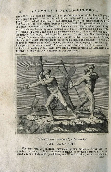Framed Print : LEONARDO DA VINCI (1452-1519). 'Teatrise on Painting'. Edition printed in Naples by Francesco Ricciardo and Vincenzo and Nicola Rispoli (1733)