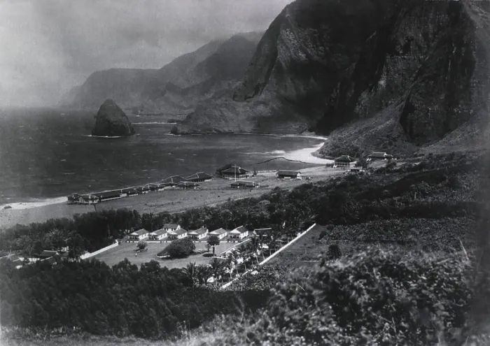 Framed Print : Leper Colony. The Kalawao Settlement, on the small Hawaiian island of Molokai, was established in 1866 as the first isolation settlement for Lepers Framed Print : Leper Colony. The Kalawao Settlement, on the small Hawaiian island of Molokai, was established in 1866 as the first isolation settlement for Lepers