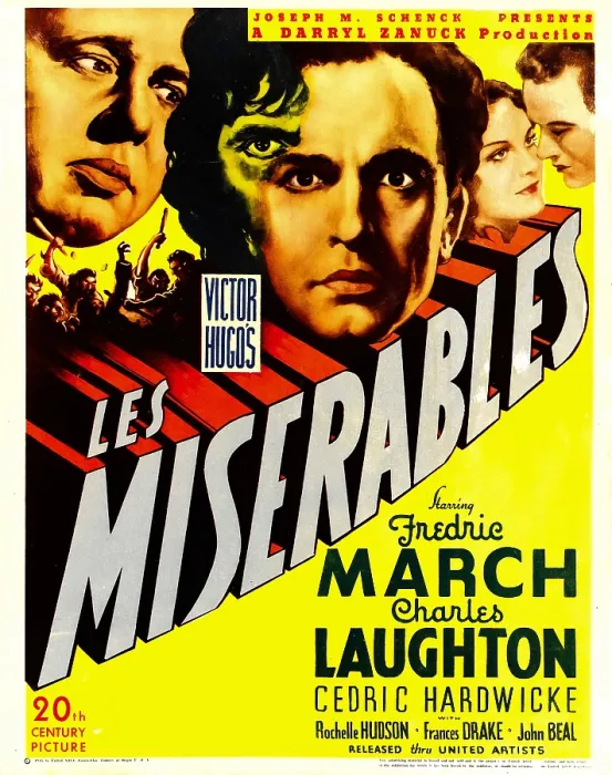 Framed Print : LES MISERABLES, from left: Charles Laughton, Fredric March on window card, 1935, TM and Copyright 20th Century Fox Film Corp. All rights reserved. / courtesy Everett Collection