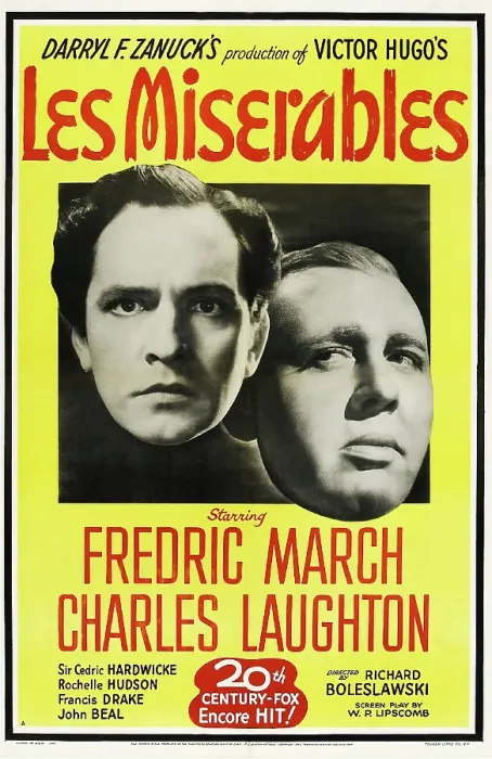 Framed Print : LES MISERABLES, US re-release poster art, from left: Fredric March, Charles Laughton, 1935. TM & copyright 20th Century Fox Film Corp Framed Print : LES MISERABLES, US re-release poster art, from left: Fredric March, Charles Laughton, 1935. TM & copyright 20th Century Fox Film Corp