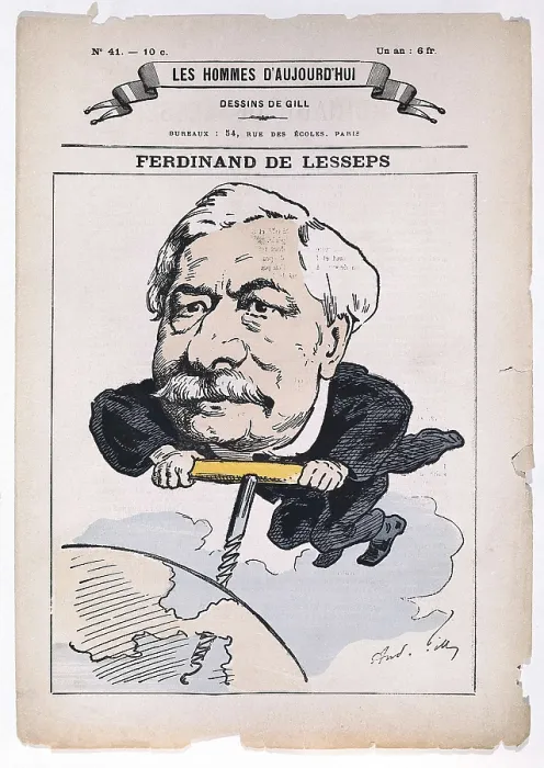 Framed Print : Lesseps, Ferdinand, vicomte de (1805-1894). Caricature of Lesseps. Engraving. FRANCE. Paris. National Library. AISA / Everett Collection**US SALES ONLY**