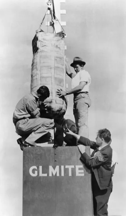Framed Print : Lester P. Barlow supervising the set up of his GLMITE bomb. He is preparing for a test at Aberdeen Proving Ground, Maryland. (CSU_2015_8_480)