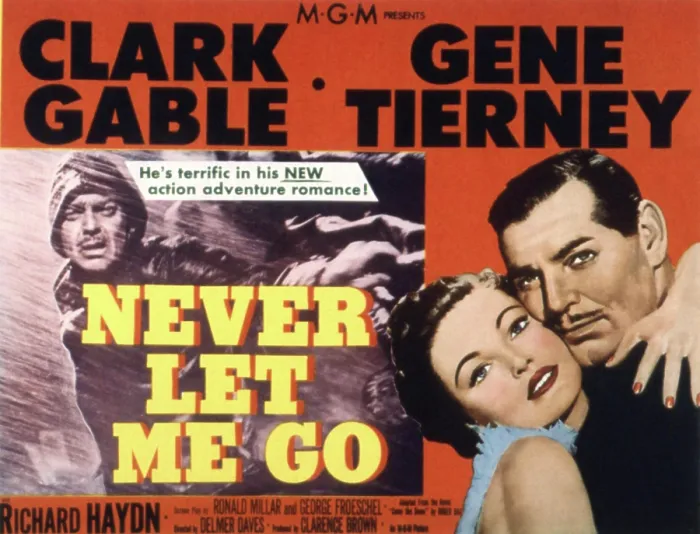 Framed Print : NEVER LET ME GO, Clark Gable, Gene Tierney, 1953