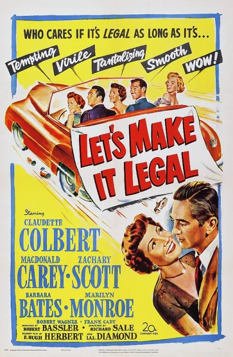 Framed Print : LET'S MAKE IT LEGAL, Us poster art, top, from left: Barbara Bates, Macdonald Carey, Claudette Colbert, Zachary Scott, Marilyn Monroe; bottom right: Claudette Colbert