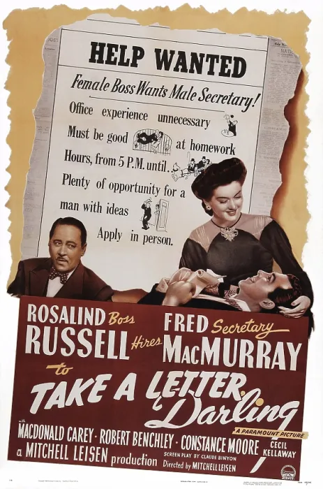 Framed Print : TAKE A LETTER, DARLING, US poster art, from left: Robert Benchley, Fred MacMurray, Rosalind Russell, 1942 Framed Print : TAKE A LETTER, DARLING, US poster art, from left: Robert Benchley, Fred MacMurray, Rosalind Russell, 1942