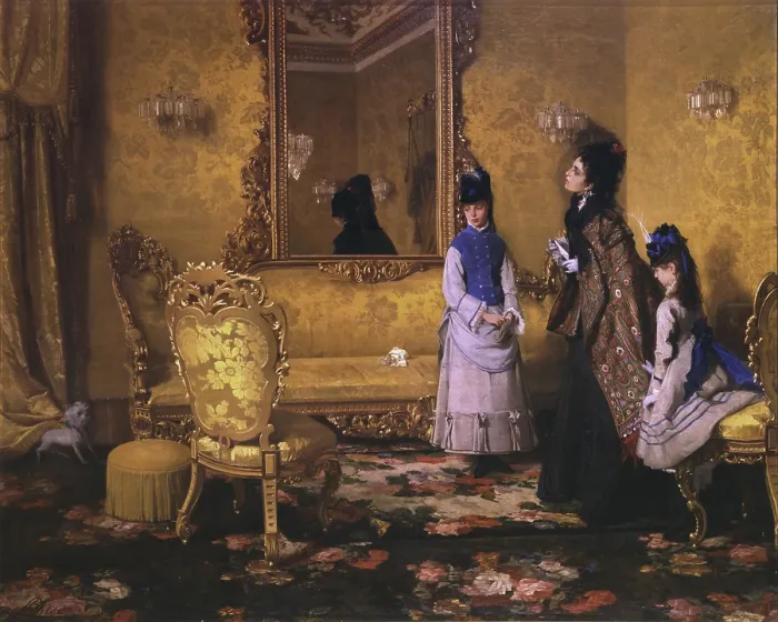 Framed Print : Letter of Recommendation (La commendatizia), by Luigi Busi, 1874, 19th Century, oil on canvas - Italy, Lombardy, Milan, Civic Collection of Modern Art - GAM. Whole artwork view