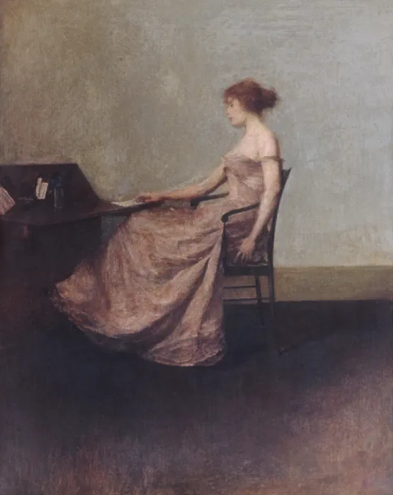 Framed Print : THE LETTER, by Thomas Wilmer Dewing, 1895-1900, American painting, oil on canvas Framed Print : THE LETTER, by Thomas Wilmer Dewing, 1895-1900, American painting, oil on canvas