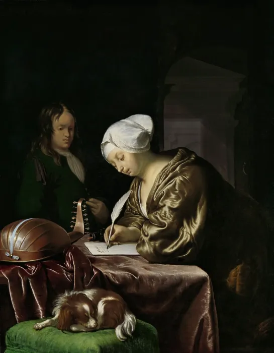 Framed Print : The Letter Writer, by Frans van Mieris (I), 1680, Dutch painting, oil on panel Framed Print : The Letter Writer, by Frans van Mieris (I), 1680, Dutch painting, oil on panel