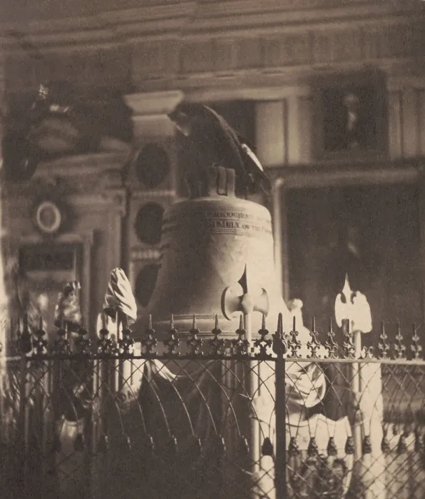 Framed Print : Liberty Bell on display in the State House (Independence Hall), Philadelphia, c. 1865-70 (BSLOC_2019_4_60)