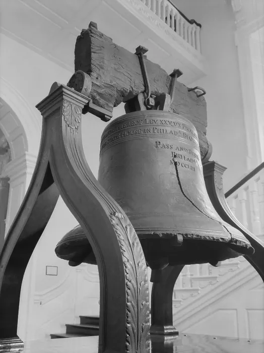 Framed Print : Liberty Bell on display in the State House (Independence Hall), Philadelphia, c. 1940 Framed Print : Liberty Bell on display in the State House (Independence Hall), Philadelphia, c. 1940