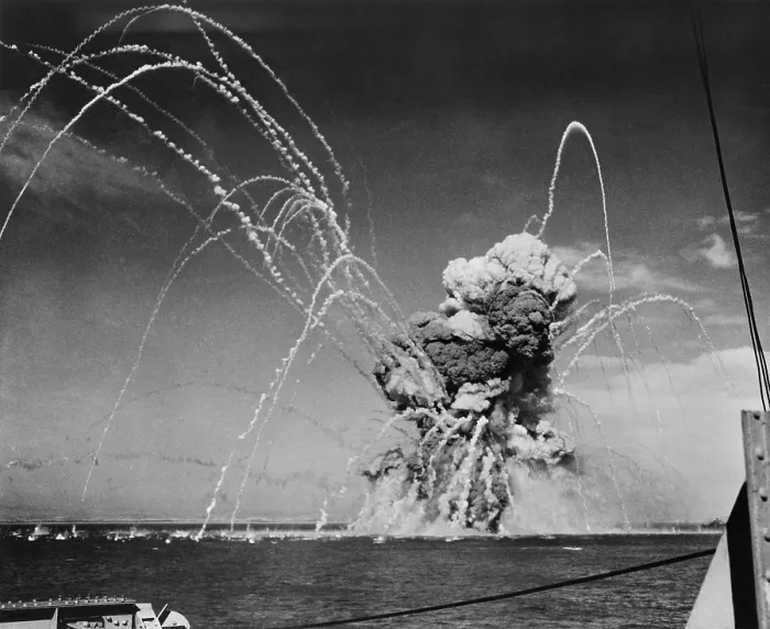 Framed Print : Liberty Ship SS Rowan explodes after being hit by a German bomb, near Gela, Sicily on July 11, 1943. The 400 U.S. sailors, crewmen and soldiers from the U.S Framed Print : Liberty Ship SS Rowan explodes after being hit by a German bomb, near Gela, Sicily on July 11, 1943. The 400 U.S. sailors, crewmen and soldiers from the U.S