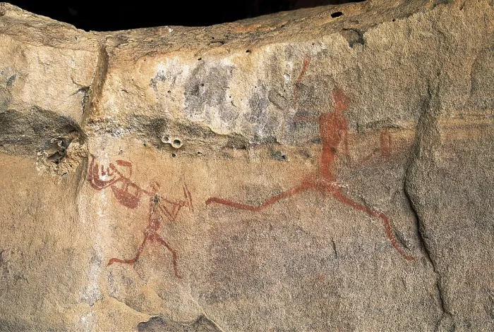 Framed Print : LIBYA. Tadrart Acacus. Hunting scene (12.000-8000 BC). Neolithic art. Cave. AISA / Everett Collection**US SALES ONLY** Framed Print : LIBYA. Tadrart Acacus. Hunting scene (12.000-8000 BC). Neolithic art. Cave. AISA / Everett Collection**US SALES ONLY**
