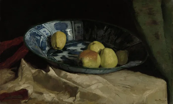 Framed Print : Still Life with Apples in a Delft Blue Bowl, by Willem de Zwart, 1880-90, Dutch painting, oil on canvas (BSLOC_2016_2_276)