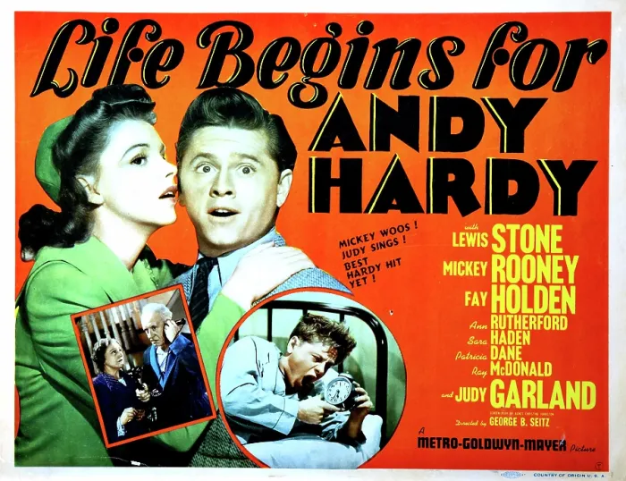 Framed Print : LIFE BEGINS FOR ANDY HARDY, Judy Garland, Mickey Rooney, Lewis Stone, Fay Holden, 1941