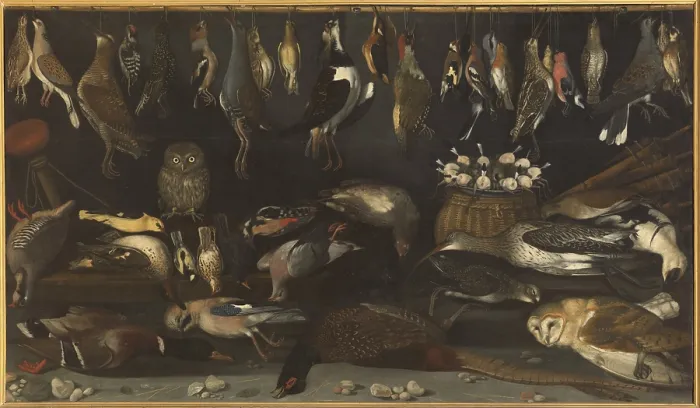 Framed Print : Still Life with Birds, by Master of Hartford, 16th Century, 1590 -1600, oil on canvas, cm 103, 5 x 173 - Italy, Lazio, Rome, Borghese Gallery