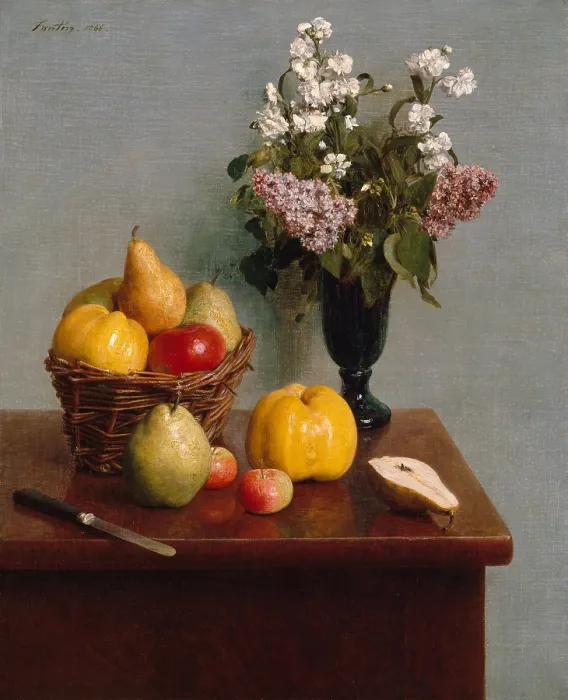 Framed Print : Still Life with Flowers and Fruit, by Henri Fantin-Latour, 1866, French impressionist oil painting Framed Print : Still Life with Flowers and Fruit, by Henri Fantin-Latour, 1866, French impressionist oil painting