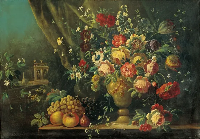 Framed Print : Still Life with Flowers and Fruits (Natura morta con fiori e frutti), by an Unnown Artist, probably from Rome, 18th Century, oil on canvas - Italy, Lombardy, Milan Framed Print : Still Life with Flowers and Fruits (Natura morta con fiori e frutti), by an Unnown Artist, probably from Rome, 18th Century, oil on canvas - Italy, Lombardy, Milan