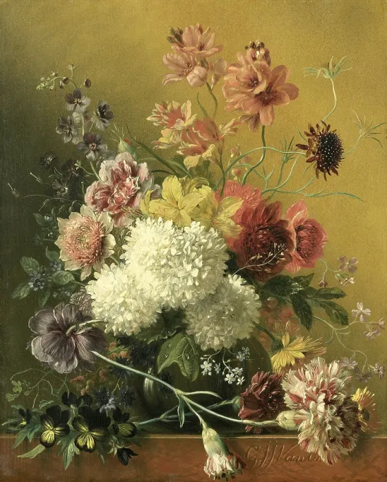 Framed Print : Still Life with Flowers, Georgius Jacobus Johannes van Os, c. 1820-61, Dutch painting, oil on panel (BSLOC_2016_2_287)