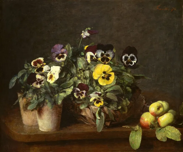 Framed Print : Still Life with Pansies, by Henri Fantin-Latour, 1874, French impressionist painting, oil on canvas Framed Print : Still Life with Pansies, by Henri Fantin-Latour, 1874, French impressionist painting, oil on canvas