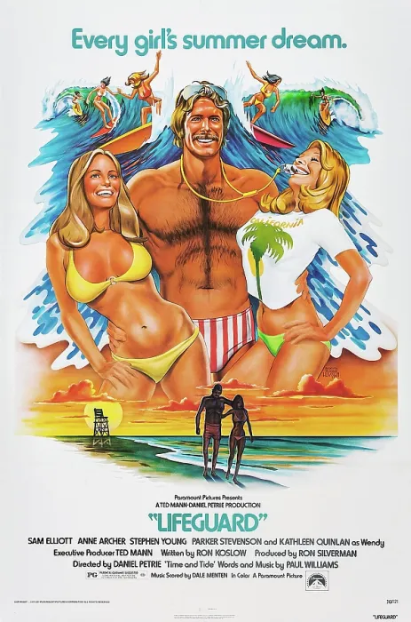 Framed Print : LIFEGUARD, US poster art, center: Sam Elliott, 1976 Framed Print : LIFEGUARD, US poster art, center: Sam Elliott, 1976