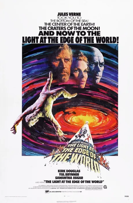 Framed Print : THE LIGHT AT THE EDGE OF THE WORLD, US poster art, top from left: Kirk Douglas, Samantha Eggar, Yul Brynner, 1971