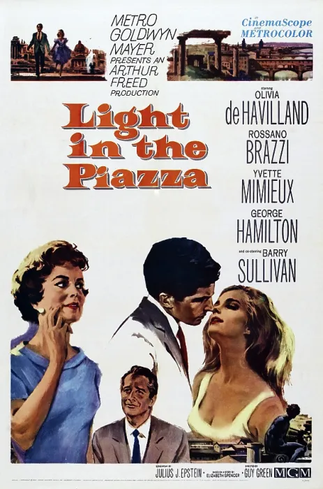 Framed Print : LIGHT IN THE PIAZZA, US poster, from left: Olivia de Havilland, Rossano Brazzi, George Hamilton, Yvette Mimieux, 1962 Framed Print : LIGHT IN THE PIAZZA, US poster, from left: Olivia de Havilland, Rossano Brazzi, George Hamilton, Yvette Mimieux, 1962