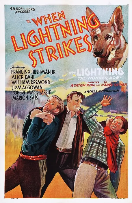 Framed Print : WHEN LIGHTNING STRIKES, US poster art, Lightning, the Wonder Dog, (top right), 1934 Framed Print : WHEN LIGHTNING STRIKES, US poster art, Lightning, the Wonder Dog, (top right), 1934