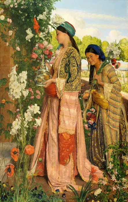 Framed Print : Lilium Auratum, 1871, by John Frederick Lewis, watercolor painting