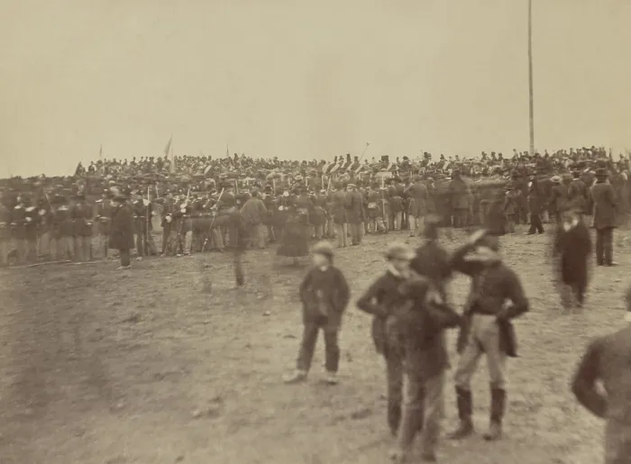 Framed Print : Lincoln's Gettysburg Address, Nov. 19, 1863. Crowd gathered for the dedication of the Soldiers National Cemetery in Gettysburg