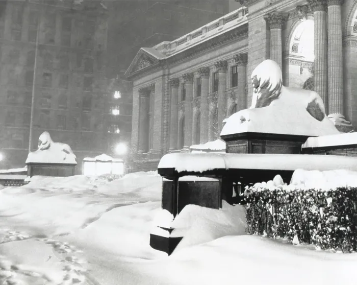 Framed Print : The lion statues at the New York Public Library covered with snow during the record snowfall. 19.6 inches of snow fell on Sunday, Dec. 19, 1948. (BSLOC_2014_13_193) Framed Print : The lion statues at the New York Public Library covered with snow during the record snowfall. 19.6 inches of snow fell on Sunday, Dec. 19, 1948. (BSLOC_2014_13_193)