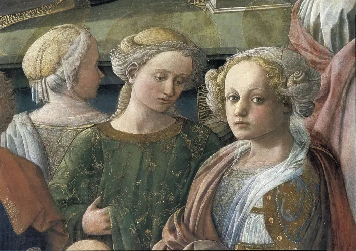 Framed Print : Lippi, Fra Filippino (1406-1469). The Coronation of the Virgin. 1441 - 1447. Right lower detail. Renaissance art. Quattrocento. Florentine school. Tempera on wood. ITALY Framed Print : Lippi, Fra Filippino (1406-1469). The Coronation of the Virgin. 1441 - 1447. Right lower detail. Renaissance art. Quattrocento. Florentine school. Tempera on wood. ITALY