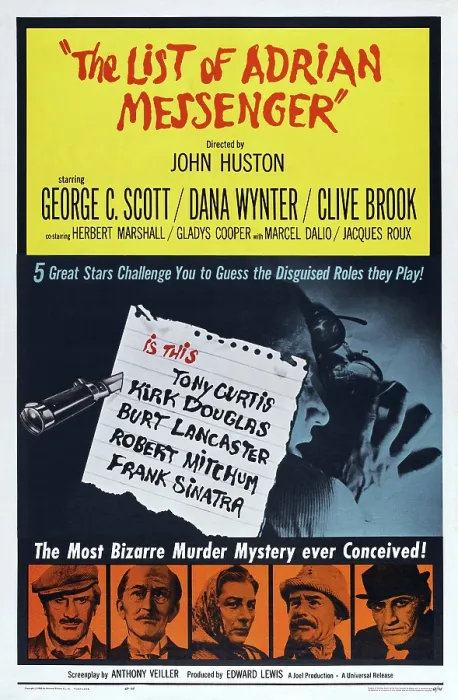 Framed Print : THE LIST OF ADRIAN MESSENGER, US poster, 1963 Framed Print : THE LIST OF ADRIAN MESSENGER, US poster, 1963