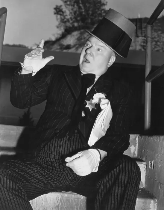 Framed Print : MY LITTLE CHICKADEE, W.C. Fields rehearsing on set, 1940