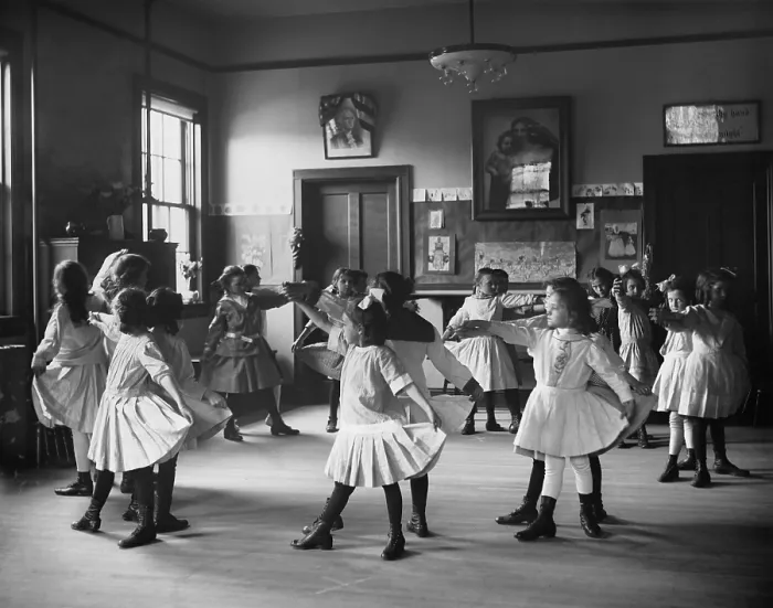 Framed Print : Little girls in a dancing class, Georgetown, Washington, D.C. c. 1910-20 (BSLOC_2016_8_87)