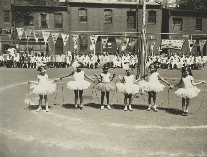 Framed Print : Six little girls wearing tutus during Child Health Day at the Sumner-Magruder elementary school in Washington, D.C. 1936. (BSLOC_2013_8_138) Framed Print : Six little girls wearing tutus during Child Health Day at the Sumner-Magruder elementary school in Washington, D.C. 1936. (BSLOC_2013_8_138)